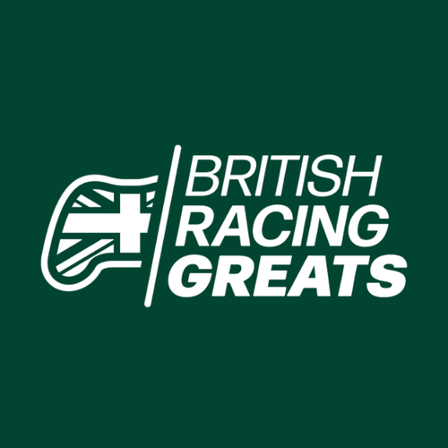 Green and white logo for the racing charity event British Racing Greats